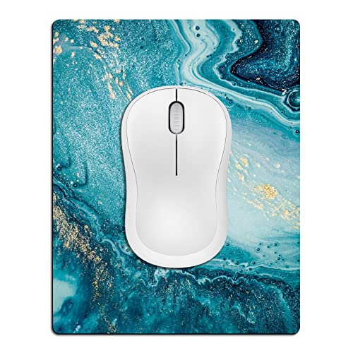 Small Mouse Pad Cute, Mini Mouse Pads for Wireless Mouse and Laptop, Travel Mousepads with Designs - Teal Alcohol Marble, Portable Mousepad - 5.5 x 7 Inch, Pretty Desk Decor for Women - color: Teal marble, size: 7L x 5.5W inches