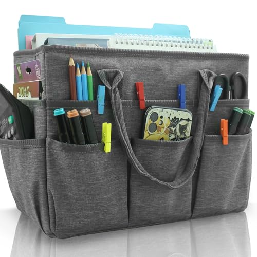 Cupohus Craft Organizer Bag, Art Supply Tote with Multiple Pockets, Portable Sewing Bag for Markers Scissors Brushes, Multi-Purpose Storage Case for Artists Crafters Hobbyists, Lightweight Travel Tote - color: Grey