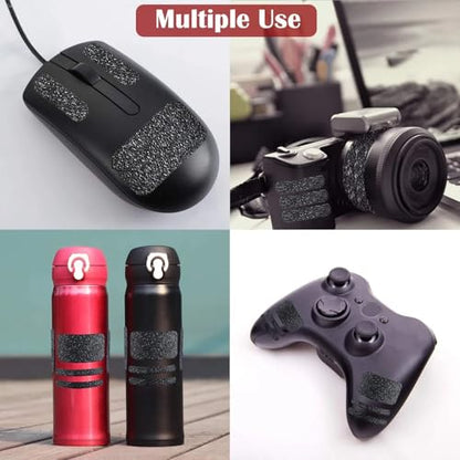 Zonon 4 Pieces Grip Phone Tape Sticker Anti Slip Rubber Textured Phone Tape Adhesive Traction Grip Decal Stickers for Tablet Computer Gaming Cases(Black)