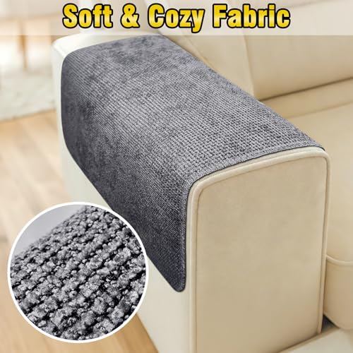 Couch Arm Covers, Sofa Arm Covers, Waterproof Armrest Cover for Sofa, Loveseat, Armchair, Anti-Slip Recliner Arm Cover, Headrest Cover, Arm Chair Covers Set of 2 (Dark Gray, 24"×24") - color: Dark Gray, size: 24" x 24" - 2 pcs