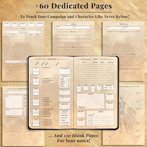 DnD Journal | D&D Notebook with 3D Dragon Embossed Hardcover | DnD Character Journal & Campaign Tracker | 150+ DnD Stickers included | D&D Character Sheet | DnD Gifts, Items & Accessories for Players