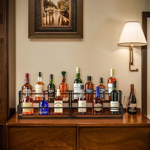THYGIFTREE 2 Pack Liquor Bottle Display Shelf, 2 Tier Bar Shelf Stand for Liquor & Whiskey, Countertop Organizer Rack for Coffee Syrup, Olive Oil & Home Bar Storage - color: 2-pack, 2-tier