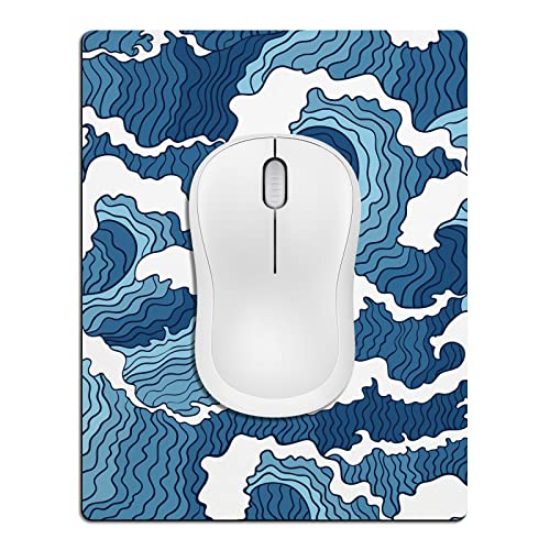 Small Mouse Pad Cute, Mini Mouse Pads for Wireless Mouse and Laptop, Travel Mousepads with Designs - Japanese Blue Great Wave, Portable Mousepad with Non-Slip Rubber Base - 5.5 x 7 Inch - color: Japanese blue wave, size: 7L x 5.5W inches