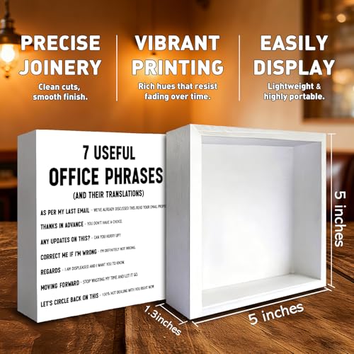 Funny Office Quotes Wooden Box Sign Decor, Fun Office Desk Decorations for Work, Sarcastic Gag Gifts for Coworkers, 5×5 Inches - color: Office