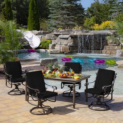 Arden Outdoor Midback Chair Cushion, 18 x 16.5, Rain-Proof, Fade Resistant Black Leala - color: Black Leala