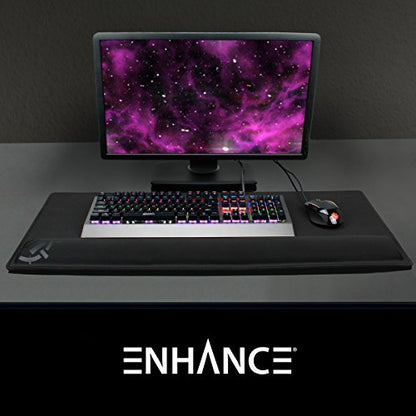 ENHANCE XXL Large Mouse Pad for Desk with 2XL Ergonomic Memory Foam Wrist Rest Support (31.5 x 13.78 x 1 inches) - Desk Pad with Anti-Fray Stitching & Soft Cushion Mat Surface, Designed in the U.S.