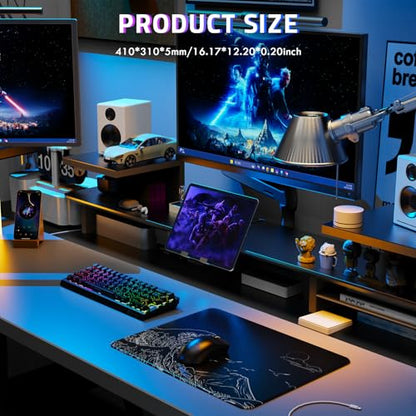 ATTACK SHARK CM05SE Glass Gaming Mouse Pad for FPS & Esports, Nano-Etched Tempered Glass Surface,Ultra-Smooth Low Friction Hard Mousepad,Waterproof Large Desk Mouse Mat for PC Setup,Black Wave - color: Black Wave