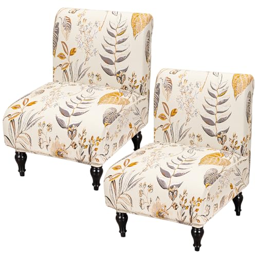 FUANGUI Armless Accent Chair Cover Slipcover, Stretch Spandex Chair Covers for Living Room Removable Washable for Armless Chair Furniture Protector - color: A1, size: 2pcs