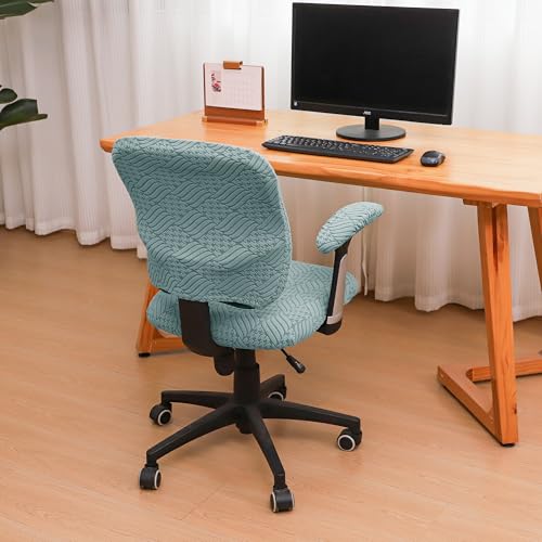 4 Pieces Split Office Chair Cover Large for Desk Chair Back and Seat with Armrest Covers Jacquard Stretch Sage Green Office Chair Slipcovers Set Washable - color: Jacquard L-sage Green, size: Large