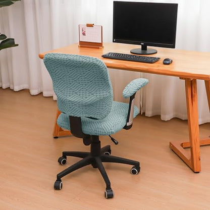 4 Pieces Split Office Chair Cover Large for Desk Chair Back and Seat with Armrest Covers Jacquard Stretch Sage Green Office Chair Slipcovers Set Washable - color: Jacquard L-sage Green, size: Large