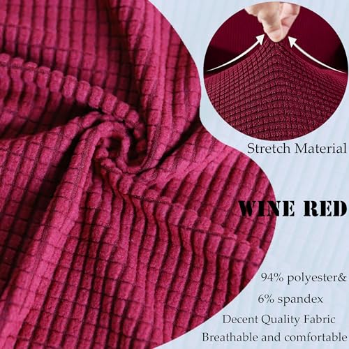 Sofa Couch Arm Chair Covers, Armrest Armchair Covers Stretch Recliner Slipcovers, Set of 2 (Wine Red) - color: Wine Red