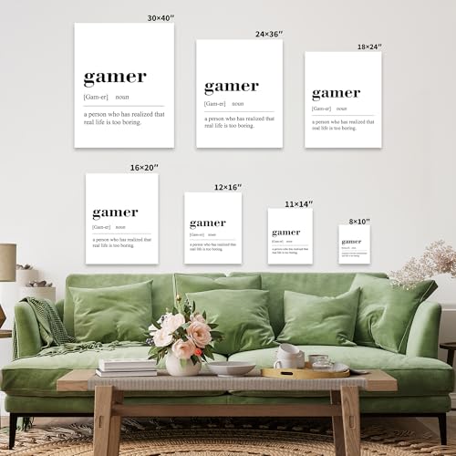 Poster Master Gaming Canvas - Gamer Definition Print - Dictionary Art - Black & White Wall Design - Typography Art - Funny Game Room or Boy's Bedroom Wall Decor - Available in 8x10 to 30x40 - color: Style-03