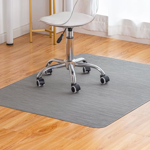 Baroyal Office Chair Mat for Hardwood Floor Under Desk Computer Rolling Chair Mat for Wood/Tile Floor Non-Slip Heavy Duty Desk Rug PVC Plastic Hard Floor Protector 48" x 60" (Gray) - color: Light Grey, size: 48" x 60"