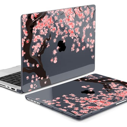 DONGKE Case for MacBook Pro 14 Inch (2026-2021 Release, M5 M4 M3 M2 M1 Pro/Max Chip), Plastic Slim Hard Shell Protective Cover with Keyboard Cover & Screen Protector, Cherry Blossoms - color: Black Cherry Blossoms