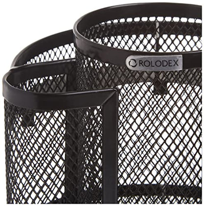 Rolodex Desk Organizer Rotating Office Supply Caddy Mesh Black (6.5" x 6.5" x 6.25") (Pack of 8) - size: 6.5" (Pack of 8)