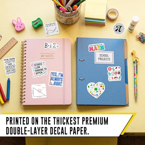 Math Stickers 12pcs for Students Teens, Funny Math Stickers, Pi Mathematics Design, Mathematics Decals for Classroom, Waterproof Stickers for Water Bottles Laptop - color: Math