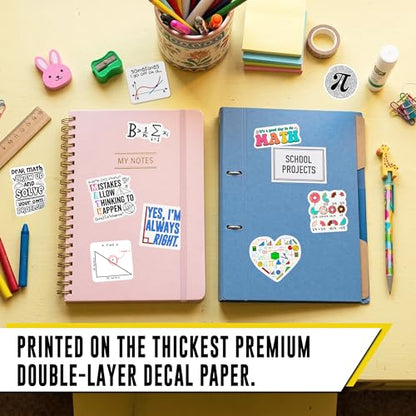 Math Stickers 12pcs for Students Teens, Funny Math Stickers, Pi Mathematics Design, Mathematics Decals for Classroom, Waterproof Stickers for Water Bottles Laptop - color: Math