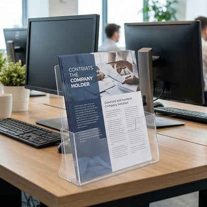 Acrylic Brochure Holder 8.5 x 11 inch, 2 Pack Clear Plastic Flyer Holder, Acrylic Desktop Stand for Pamphlets, Literature, Brochures, Magazines Materials Display Stands