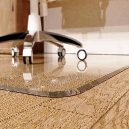 MESAILUP Beveled Edge Office Chair Mat for Carpet or Hardwood Floor Crystal Clear 47" x 55" Clear Chair Mats for Easy Roll On/Off, Hard Heavy Duty and Non-Slip Pad Floor Desk Chair Mat - color: Clear, size: 47" x 55"