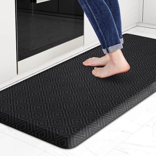 Mattitude Kitchen Mat Cushioned Anti-Fatigue Floor Mat Water Resistant Non-Slip Mats and Rugs Standing and Comfort Desk Mats for House Sink Office Laundry (Black, 17.3"x39") - color: Black, size: 39"L x 17.3"W x 0.5"Th