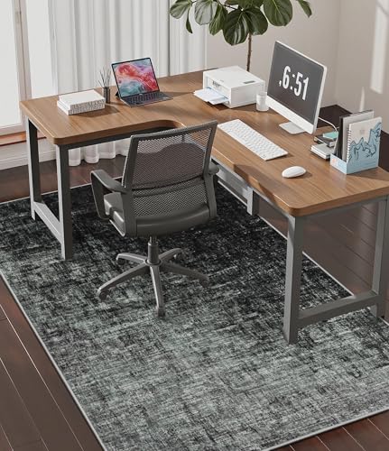 chakme Office Chair Mat for Hardwood Floor, 60"x45" Easy Glide Computer Desk Mat Protector for Rolling Chair Under Desk Rug Nonslip Backing, Machine Wash, (Abstract) - color: Black Gray Abstract, size: 45"x60"