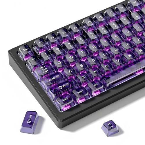 dagaladoo Purple Clear Keycaps,Glossy Jelly Keyboard caps tranlucent Set | Transparent keyboard keycaps ceramic style,MDA Profile,115 keys PC keycaps for Mechanical Keyboard with MX Switches - color: Purple