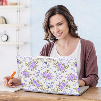 DINKY Laptop Skin Sticker Decal 15.6" 15.4" 12" 13" 13.3" 14" 15 inch Laptop Universal Vinyl Skin Stickers Cover Art Decal Notebook PC Personalized Protector, Purple Flower Bow - color: Purple Flower Bow
