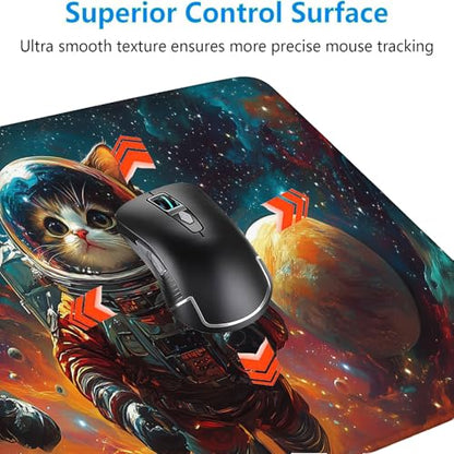 Cute Cat Desk Pad Mouse Pad 31.5 x 11.8 Inch Space Galaxy Colorful Planet Star XL Mouse Pad Large Mousepad Extended Laptop Keyboard Mat Gaming Desk Pad Mouse Mat Office Computer Keyboard Laptop Home - color: Cute Cat, size: 11.8W x 31.5L inches