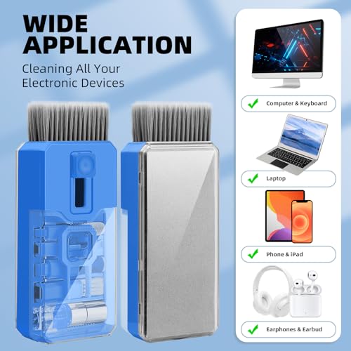 All-in-1 Keyboard Cleaner and Laptop Cleaning Kit - Professional Computer Screen-Safe Tools for MacBook and Electronics - Portable Brush Set for Gamers and Remote Professionals, SkyBlue - color: SkyBlue