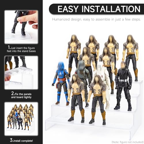 6 inch Acrylic Riser Display Shelf,Clear Action Figures Stands With PEG,4 Tier Toy Collectibles Organizer Compatible with 1/12 Scale Action Figure Toy (Only Fit For 6 inch SW Black Series Figure Toy-Clear) - color: Only Fit For 6 inch SW Black Series Figu
