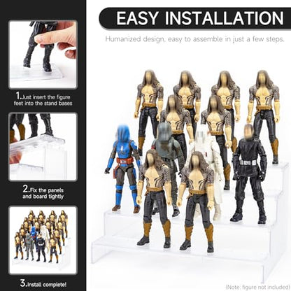6 inch Acrylic Riser Display Shelf,Clear Action Figures Stands With PEG,4 Tier Toy Collectibles Organizer Compatible with 1/12 Scale Action Figure Toy (Only Fit For 6 inch SW Black Series Figure Toy-Clear) - color: Only Fit For 6 inch SW Black Series Figu