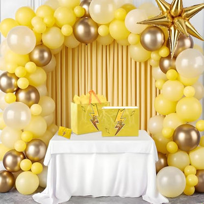 Mprocen Cartoon Animation Party Gift Bags Yellow Lightning Themed Goodie Bags with Greeting Cards Birthday Supplies Baby Shower Decorations Candy Bags - color: Themed 4