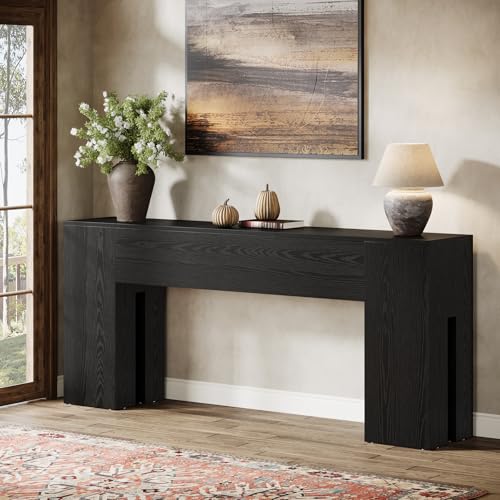 Tribesigns 71-Inch Long Console Table for Entryway, Farmhouse Sofa Console Behind Couch, Entry Table for Hallway, Foyer, Living Room, Black - color: Black