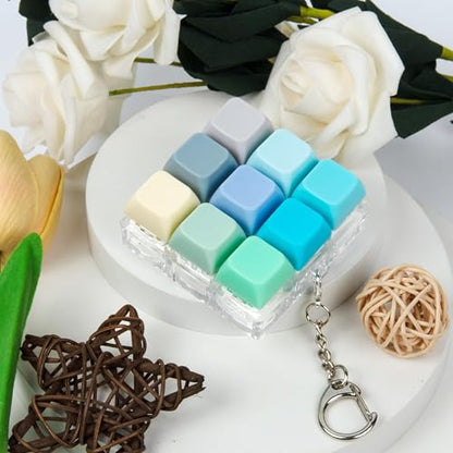 Keyboard Fidget Toy, Keyboard Keychain Fidget Toys, 9-in-1 Clicker Fidget Toy, Stress Relief Desk Decompression Button, Anxiety Relief Valentine's Day Gifts (9 Color-Blue Green) - color: 9 Color-blue Green