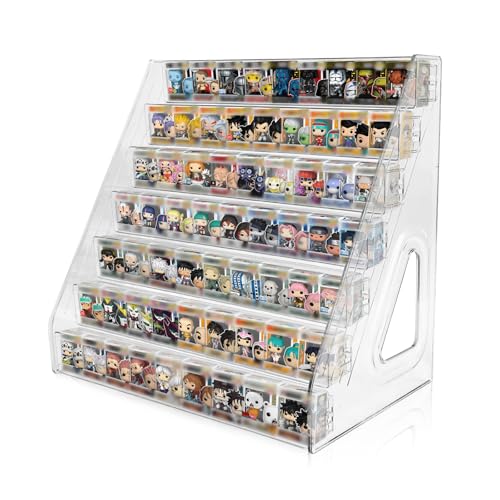 BOHOIDEE 7 Layers Clear Display Shelf for Funko Bitty Pop, Acrylic Figure Display Stand Toys Stand for Mini Collectible Toys