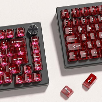 dagaladoo Clear keycaps,Transparent Keyboard keycaps,Jelly Key caps Set,Shine Through keycap，MDA Profile Keyboard caps for Mx Switches Mechanical Keyboard(Dark Red) - color: Dark Red