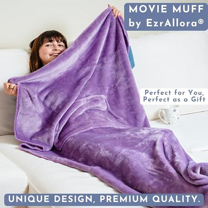 EzrAllora Fleece Lightweight Foot Pocket Blanket - Plush Throw Mom and Grandma - Girl Gamer Gifts - Patent Pending (Fleece, Velvet Lavender) - color: Velvet Lavender
