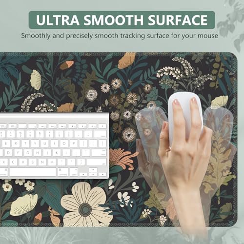 iCasso Desk Mat, XXL Large Mouse Pad for Desktop, Cute Pad With Stitched Edges, Anti-Slip Big Mousepad, Keyboard Mat for Computer, Work, Gaming (Weeds) - color: Weeds