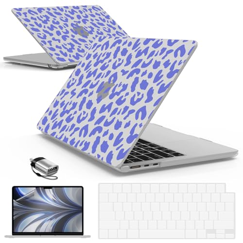 IBENZER Compatible with MacBook Air 13 inch Case M5 2026 M4 2025 M3 M2 2024-2022 A3449 A3240 A3113 A2681,HardShellCase&KeyboardCover ScreenFilm Type-C for Mac air 13.6", Blue Leopard, KK-LP-BL+2TC - color: Blue Leopard
