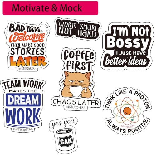 1step2dream Funny Office Stickers Motivational - Decals for Coworkers, Office Workers & Corporate Professionals - Waterproof Vinyl Laptop, Journal, Phone Decals