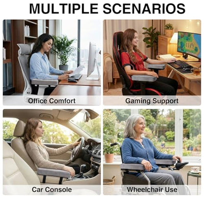 Smiry Ergonomic Office Chair Armrest Pads, Memory Foam Arm Rest Covers, Non-Slip Armrest Cushion with Adjustable Buckles and Straps, Elbow Relief for Desk, Gaming & Wheelchair (Grey, Set of 2) - color: Grey