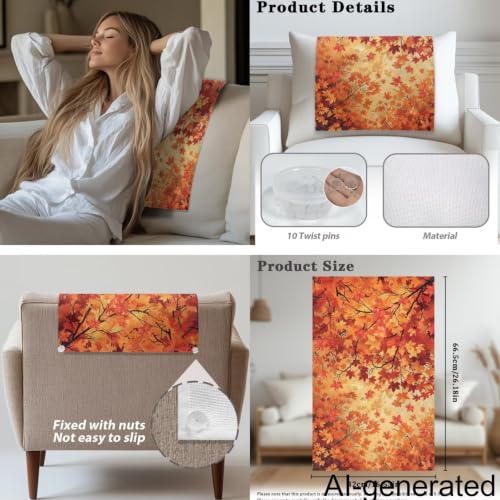 Maple Leaves Headrest Cover for Recliner Furniture Protectors Washable slipcover Couch Chair Headrest Pad Cloth Sofa Back Covers Non Slip Headrest Cover for loveseats,Office Theater Seat - color: Maple Leaves