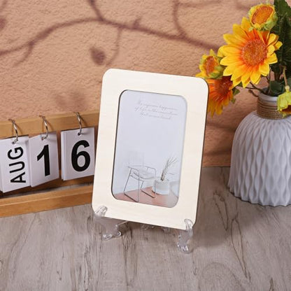 4 PCS 6" Clear Acrylic Display Stand/Plate Stands, Clear Plate Holder Easel, Folding Display Plate Holder for School Office Home Decoration