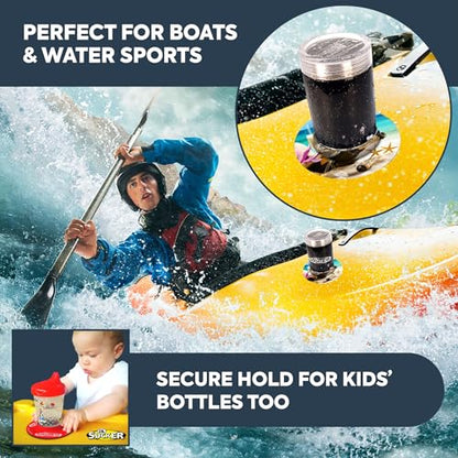 Lil Sucker Lil Beach Suction Ring | Suction Cup Holder Anti-Spill Can Drink Support for Boats, Trucks, ATVs | Secure Your Drinks and Prevent Spills with Our Non Slip Coaster - Beach Pack of 2 - color: Beach