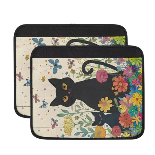 Wheelchair Armrest Pads Wheel Chair Accessories Adults 2 Pack Wheelchair Arm Pads for Office Transport Chair Pressure Relief Black Cat - color: Black Cat
