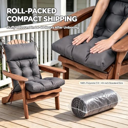 QILLOWAY Outdoor Rocking Chair Cushions Set of 2, 100% Polyester Waterproof Patio Rocking Chair Cushion, High Back Weatherproof Chair Pad for Adirondack & Outdoor Furniture, All Dark Grey - color: Dark Grey