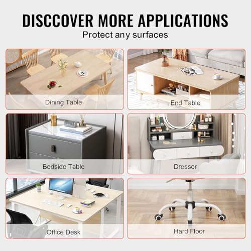 VEVOR Plastic Table Cover, 36 x 60 Inch 1.5 mm Thick Frosted Table Protector, Rectangle PVC Desk Mat, Waterproof & Easy Cleaning Desk Pad Tablecloth, for Office Dresser Dining Room Night Stand - size: 60" x 36" (Rectangular)