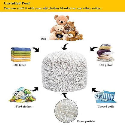Asuprui Pouf Ottoman Unstuffed Ottoman Foot Rest No Filler Soft Fur Foot Stool 20x20x12 Inches Fuzzy Chair Floor Pouf Chair with Storage for Living Room Bedroom Snow Coffee - color: Snow Coffee