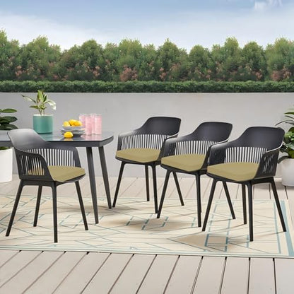 Outdoor Chair Cushions Set of 4, 17 x 16 Inch Patio Furniture Cushions, Water Resistant, Non-Slip Ties (Khaki) - color: 1 - Khaki, size: 17x16x2|4 Pack