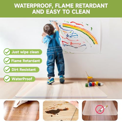 SOONAN Chair Mat for Hardwood Floors 36" x 48", Clear Office Desk Chair Mat 0.08" Thick Heavy Duty, Non-Slip Transparent Floor Protector for Wood, Tile, Laminate & Vinyl, Home Office - size: 48" x 36" x 0.08"